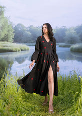 The Polka Charm Black Dress